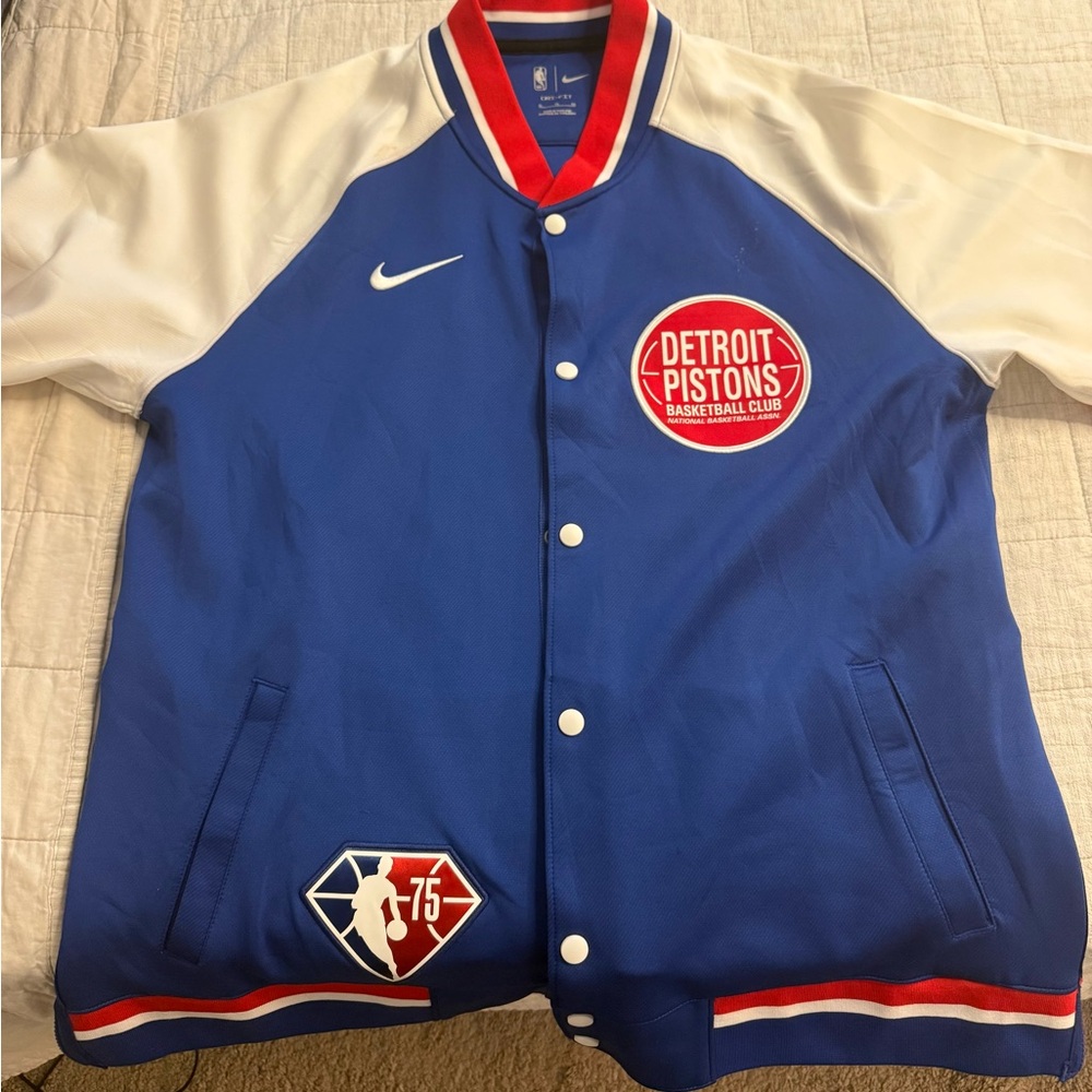 NBA Blue and White Varsity Bomber Jacket